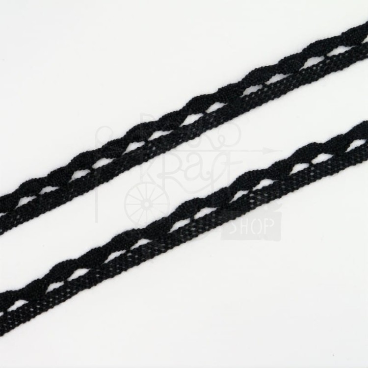 Koronka bawełniana czarna 2 11mm - 1mb