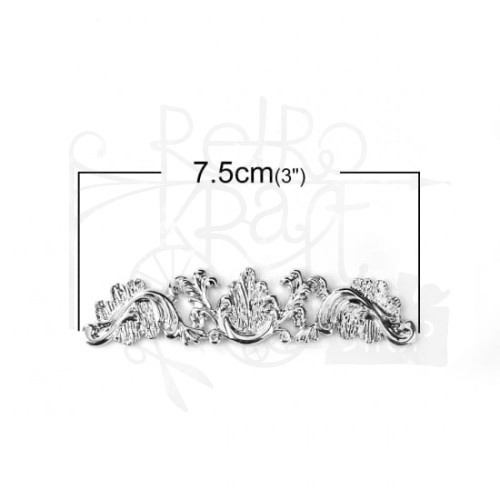 Ozdoba metalowa - duży dekor ornament - srebro