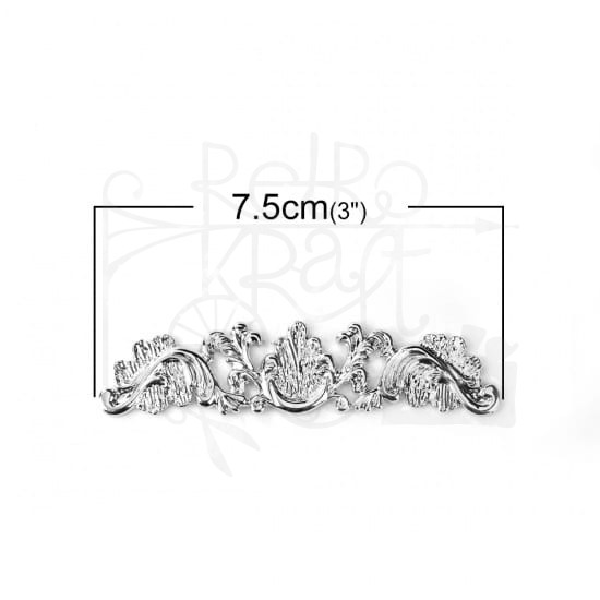 Ozdoba metalowa - duży dekor ornament - srebro