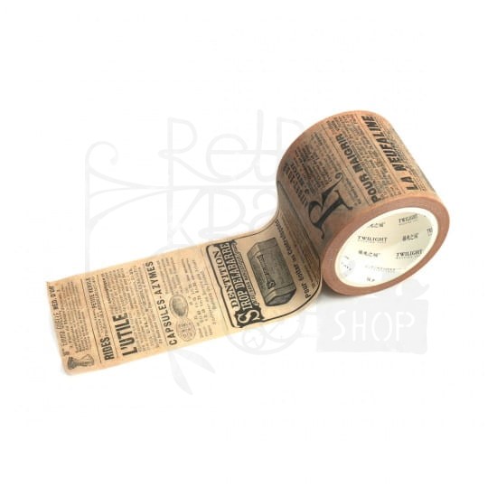 Taśma washi tape szeroka kraft - gazeta