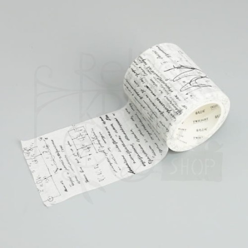 Taśma washi tape szeroka biała - wzory matematyczne
