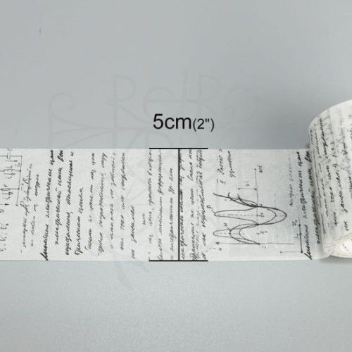 Taśma washi tape szeroka biała - wzory matematyczne