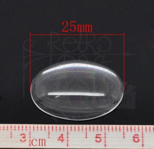 Kaboszon szklany przezroczysty owalny 25x18mm