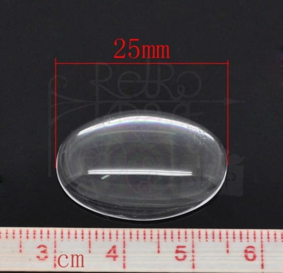 Kaboszon szklany przezroczysty owalny 25x18mm