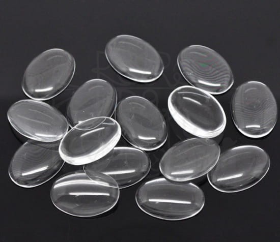 Kaboszon szklany przezroczysty owalny 25x18mm