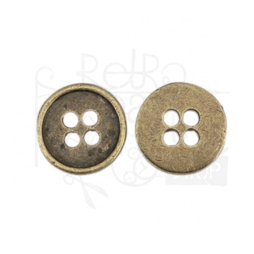 Ozdoba metalowa - guzik 13mm - brąz patyna - 5szt
