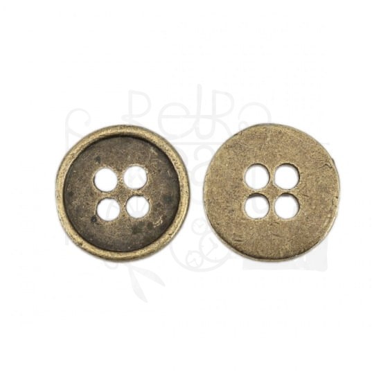 Ozdoba metalowa - guzik 13mm - brąz patyna - 5szt