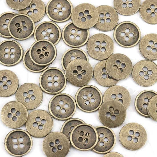 Ozdoba metalowa - guzik 13mm - brąz patyna - 5szt