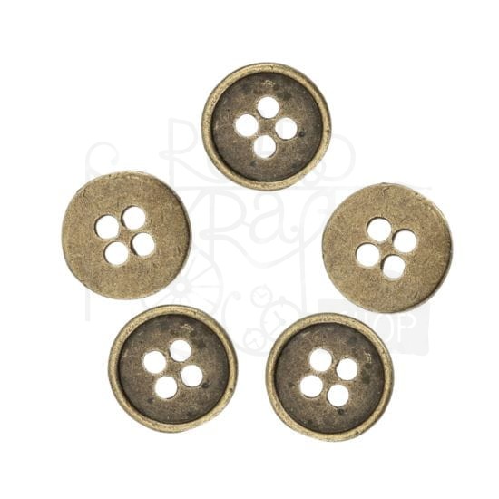 Ozdoba metalowa - guzik 13mm - brąz patyna - 5szt