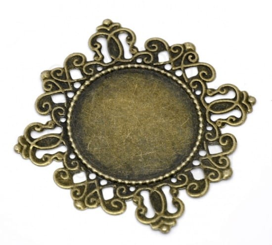 Ozdoba metalowa - medalion okrągły 2 baza kaboszonu 4.2cm - antyczny brąz