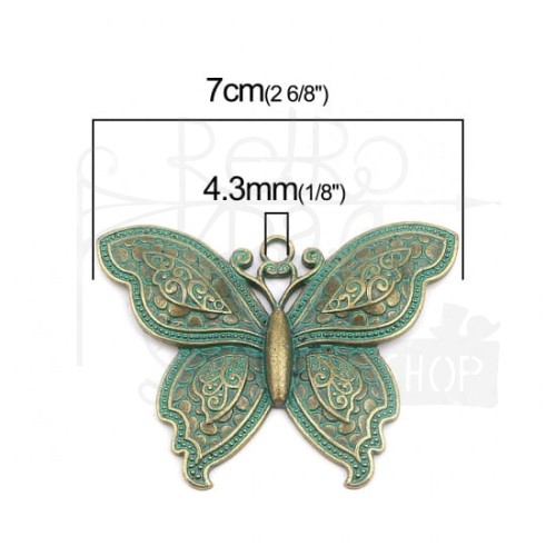 Motyl metalowy 6 duży - brąz antyczny patyna