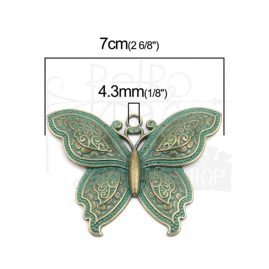 Motyl metalowy 6 duży - brąz antyczny patyna