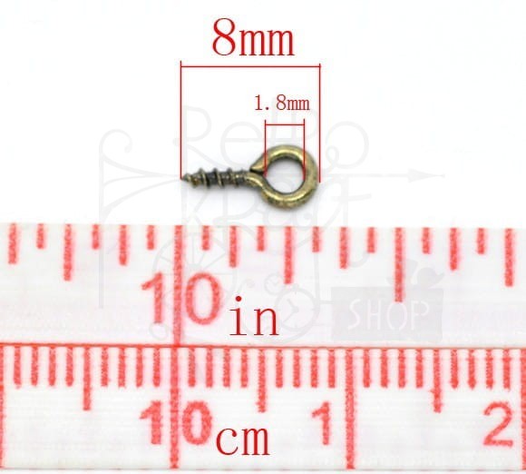 Wkręcane zawieszki haczyki do buteleczek brąz 8mm 10szt