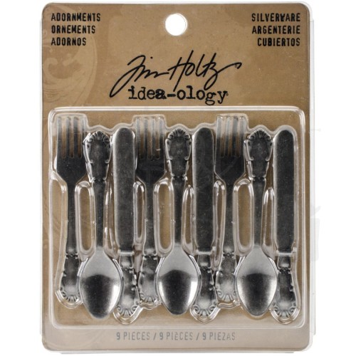 Ozdoby metalowe Idea-ology Silverware Adornments 9szt TH93254 Tim Holtz