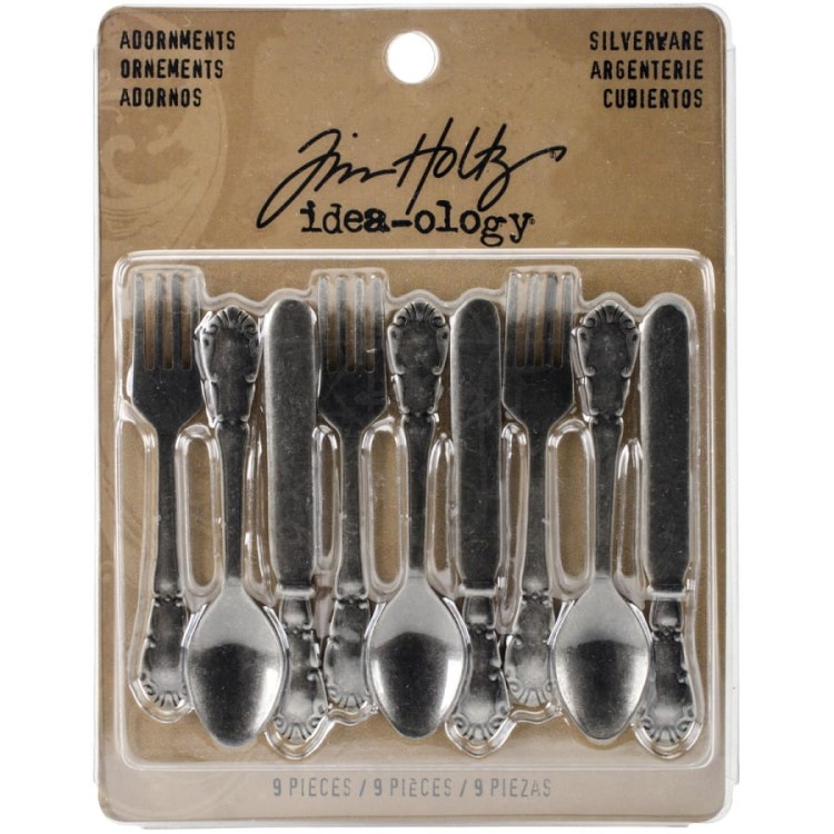 Ozdoby metalowe Idea-ology Silverware Adornments 9szt TH93254 Tim Holtz