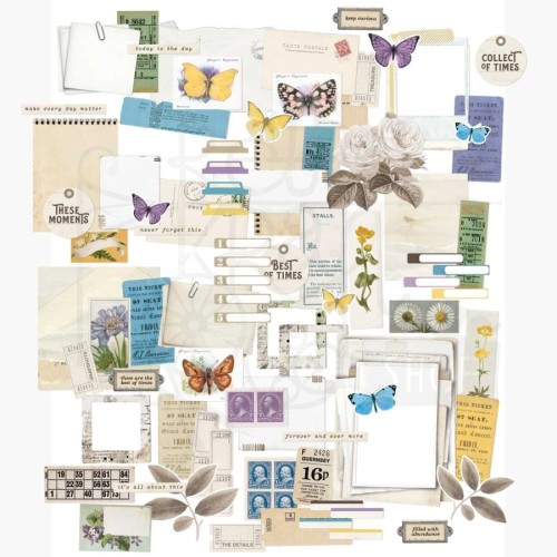 Ozdoby papierowe die-cuts Curators Botanical Ephemera Bits 82szt CB35847 49 and Market