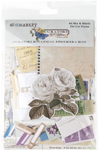 Ozdoby papierowe die-cuts Curators Botanical Ephemera Bits 82szt CB35847 49 and Market