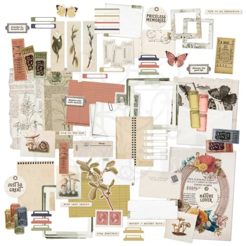 Ozdoby papierowe die-cuts Curators Meadow Ephemera Bits 78szt CM36738 49 and Market