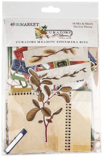 Ozdoby papierowe die-cuts Curators Meadow Ephemera Bits 78szt CM36738 49 and Market