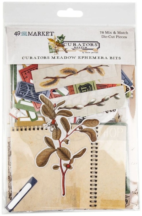 Ozdoby papierowe die-cuts Curators Meadow Ephemera Bits 78szt CM36738 49 and Market