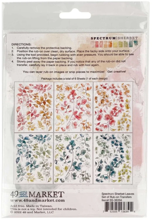 Rub-on transfer 15x20cm Spectrum Sherbet 6 arkuszy SS36394 49 and Market