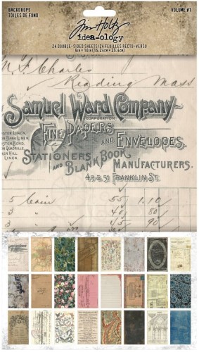 Ozdoby papierowe Idea-Ology Backdrops Double-Sided Cardstock Volume #1 24szt TH94117 Tim Holtz