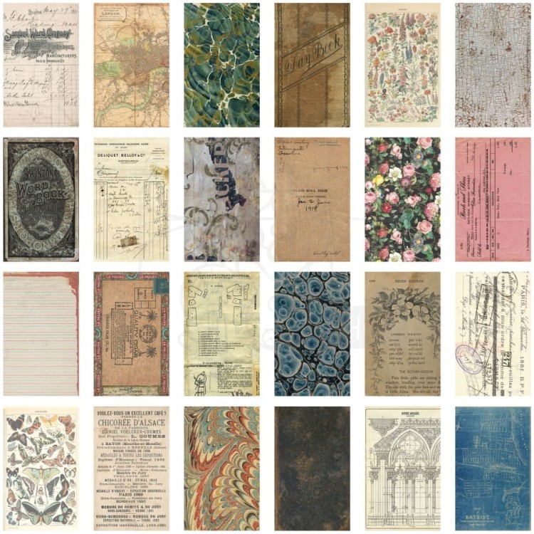 Ozdoby papierowe Idea-Ology Backdrops Double-Sided Cardstock Volume #1 24szt TH94117 Tim Holtz
