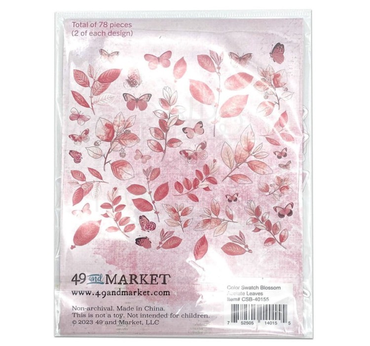 Ozdoby liście Color Swatch Blossom Acetate Leaves 78szt CSB40155 49 and Market