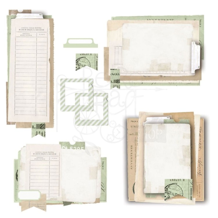 Ozdoby papierowe Vintage Artistry Sage Collage Stack 52 elementy VAC32013 49 and Market