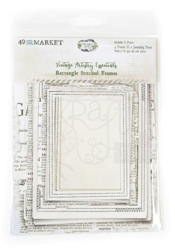 Ozdoby papierowe ramki i tagi z przeszyciami Vintage Artistry Essentials 6szt VAE34598 49 and Market