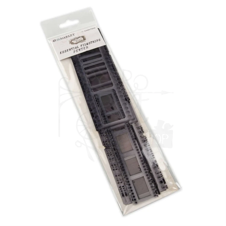 Ozdoba klisze Vintage Bits Essential Filmstrips Pewter 11 elementów VBSTRIPS 37711 49 and Market
