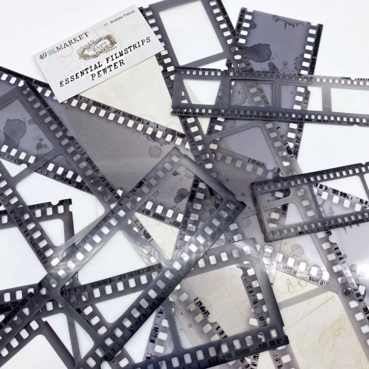 Ozdoba klisze Vintage Bits Essential Filmstrips Pewter 11 elementów VBSTRIPS 37711 49 and Market
