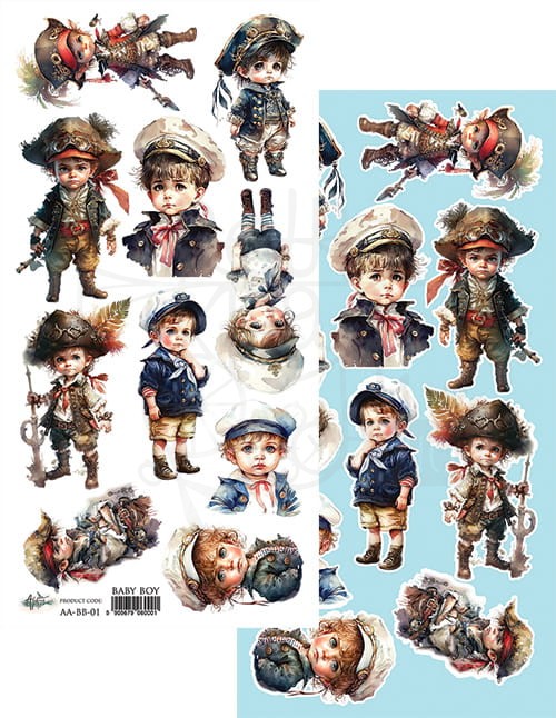 Papier 15x30 elementy do wycinania Baby Boy AA-BB-01 Alchemy of Art