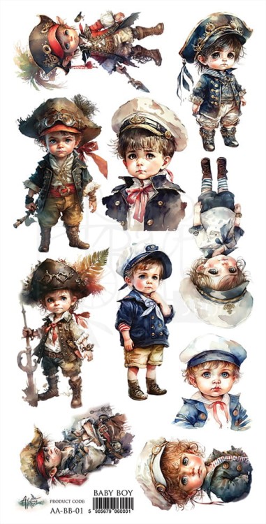 Papier 15x30 elementy do wycinania Baby Boy AA-BB-01 Alchemy of Art