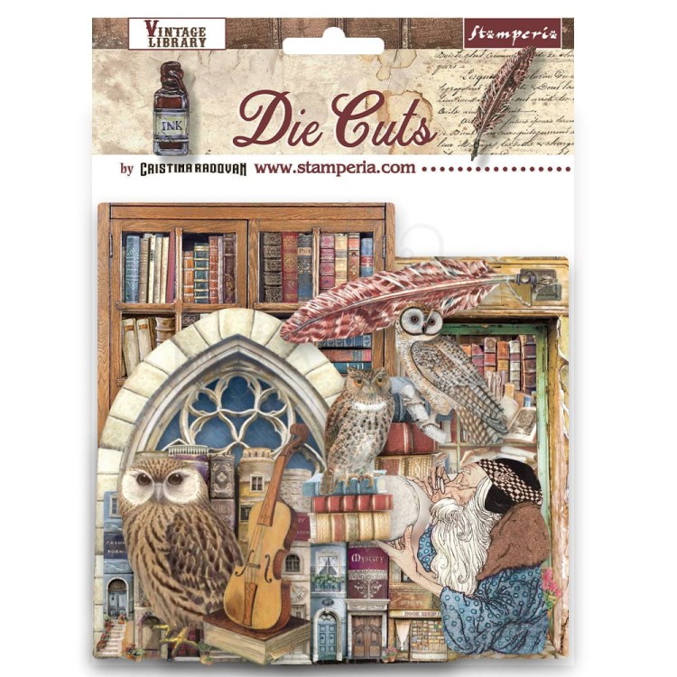 Ozdoby kształty tekturowe Die Cuts Vintage Library DFLDC74 Stamperia