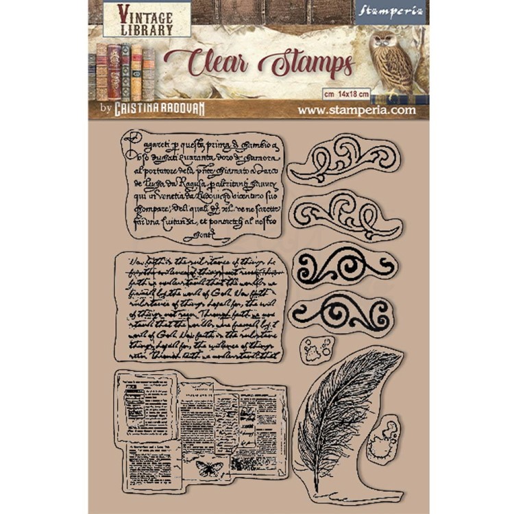 Stempel akrylowy 14x18cm Vintage Library - Calligraphy WTK172 Stamperia