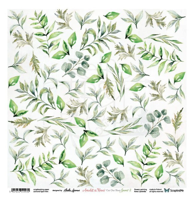 Papier 30x30 Amidts the Roses - Leaves 2 elementy do wycinania AtR-14 ScrapAndMe