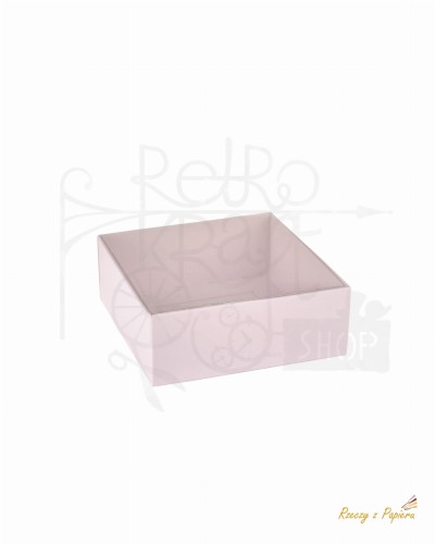 Pudełko z pełną szybką małe kwadratowe - różowe Rzeczy z Papieru