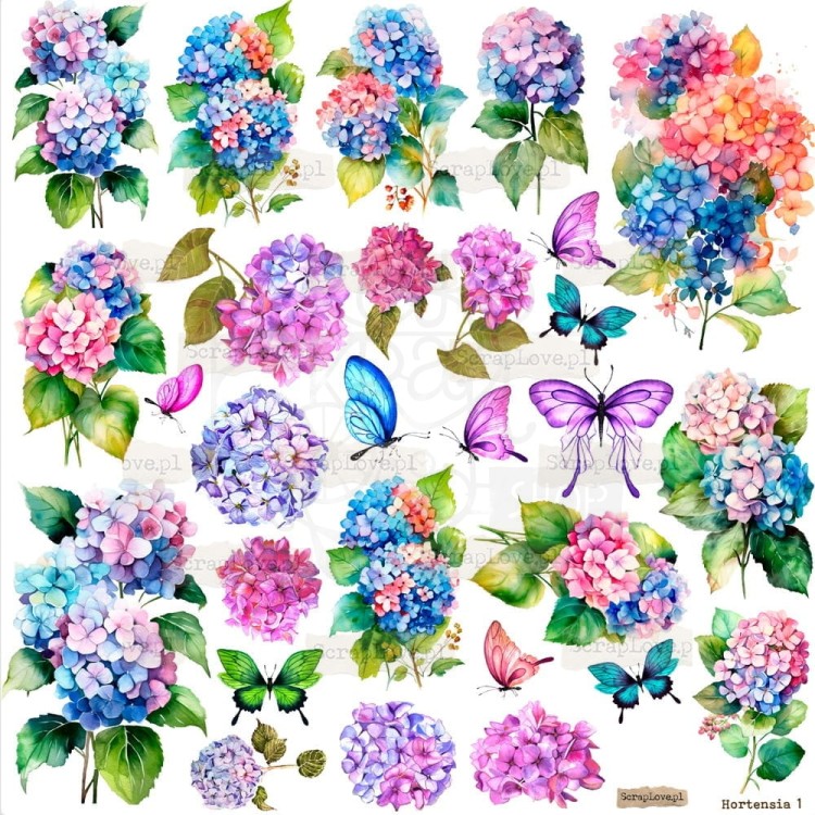 Naklejki do scrapbookingu i art journalingu Hortensja 1 ScrapLove