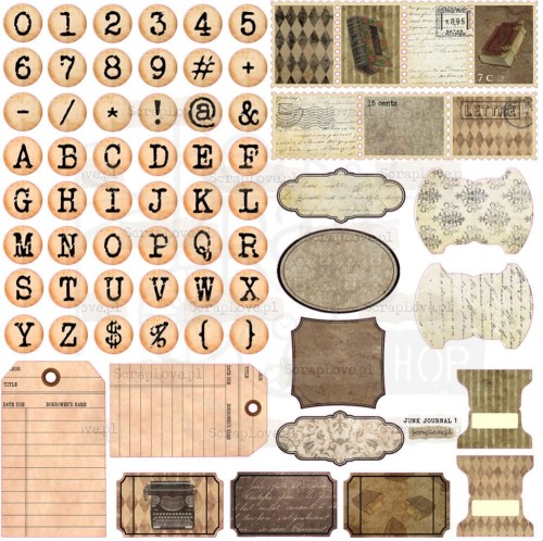 Naklejki do scrapbookingu i art journalingu Junk Journal 1 ScrapLove