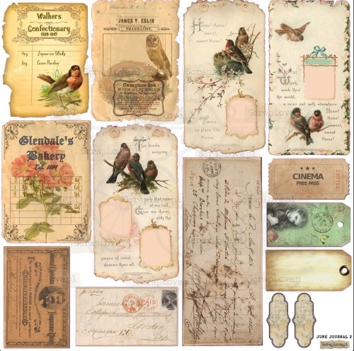 Naklejki do scrapbookingu i art journalingu Junk Journal 2 ScrapLove