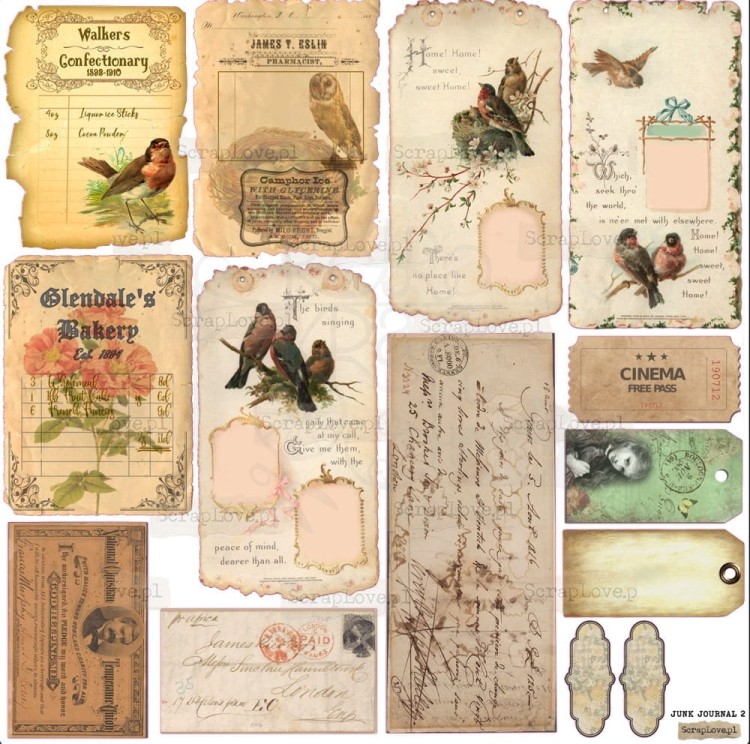 Naklejki do scrapbookingu i art journalingu Junk Journal 2 ScrapLove