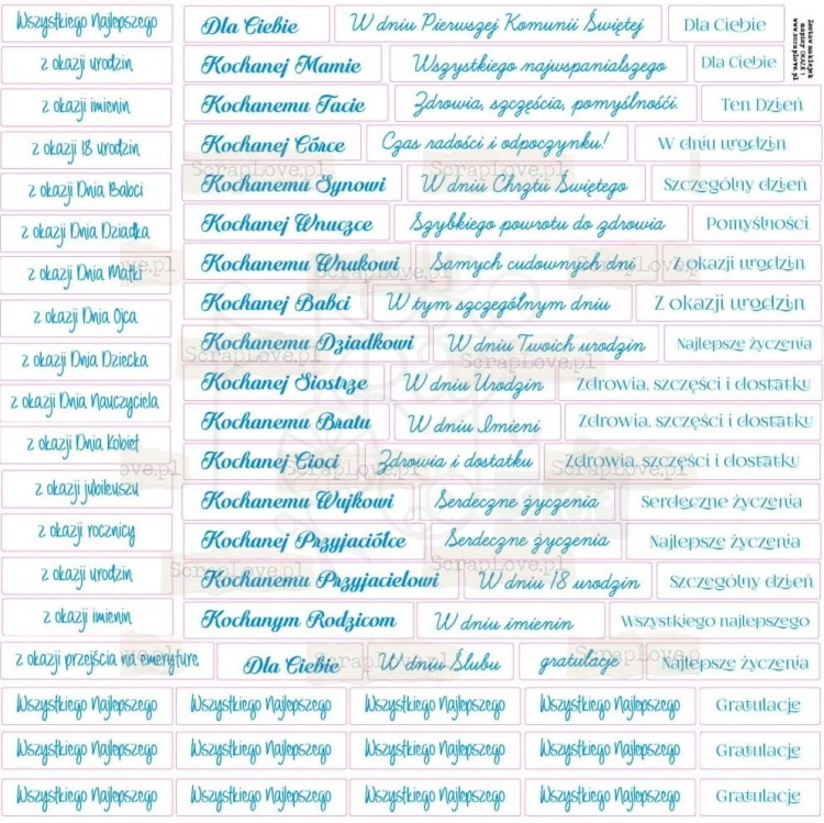 Naklejki do scrapbookingu i art journalingu Napisy na okazje 2 ScrapLove