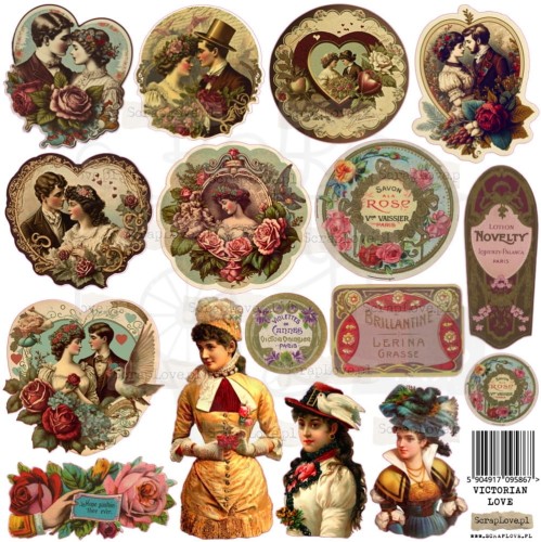 Naklejki do scrapbookingu i art journalingu Victorian Love ScrapLove