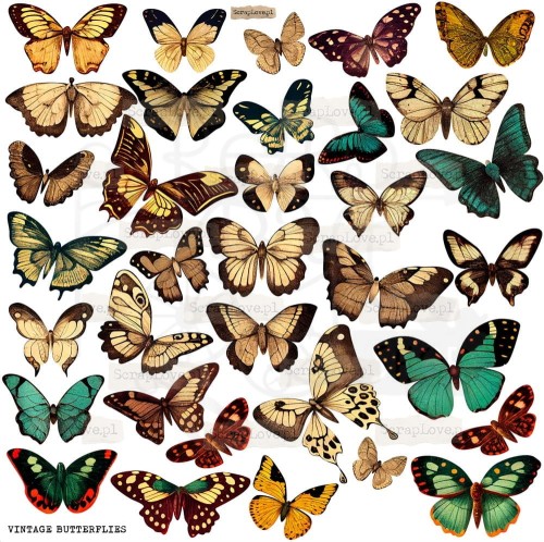 Naklejki do scrapbookingu i art journalingu Vintage Butterflies ScrapLove