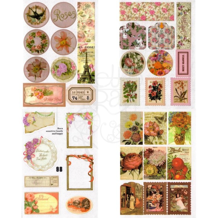 Naklejki do scrapbookingu i art journalingu w albumie 1 - 20 stron - ok 160 naklejek