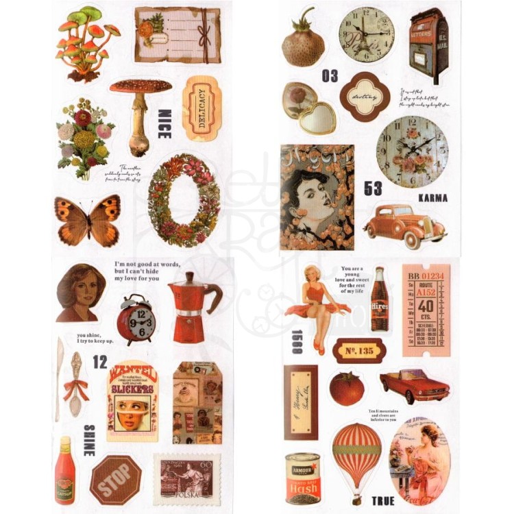 Naklejki do scrapbookingu i art journalingu w albumie 1 - 20 stron - ok 160 naklejek