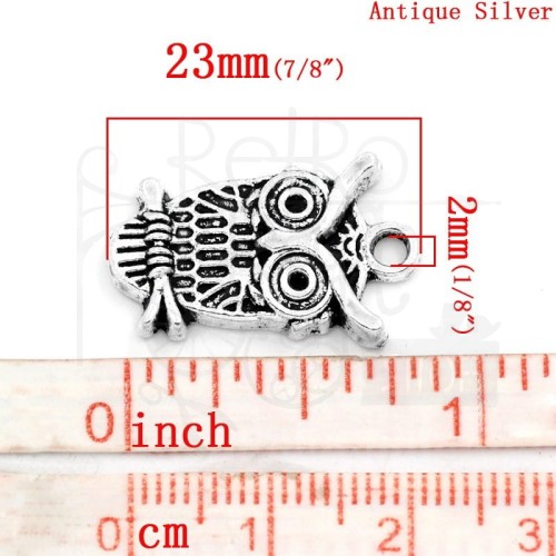 Sowa 2,3x1,5cm metalowa srebrna