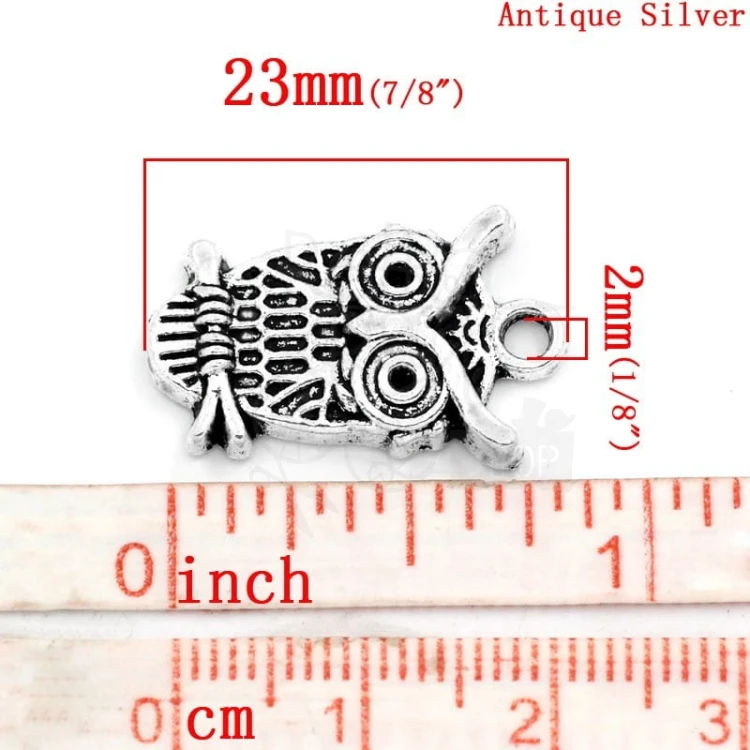 Sowa 2,3x1,5cm metalowa srebrna