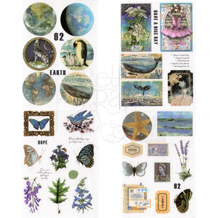Naklejki do scrapbookingu i art journalingu w albumie 3 - 20 stron - ok 160 naklejek